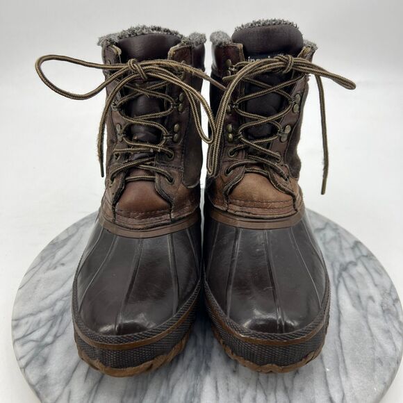 HH Brown Duck Boots Mens 7 Brown Insulated Waterproof Thinsulate Steel Shank - Picture 3 of 12